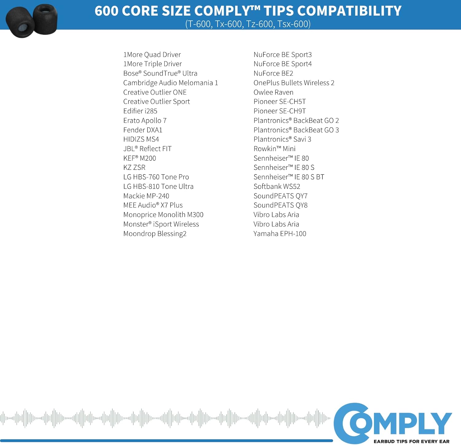 Comply Isolation Foam Eartips T-600 Comply Isolation Foam Eartips T-600